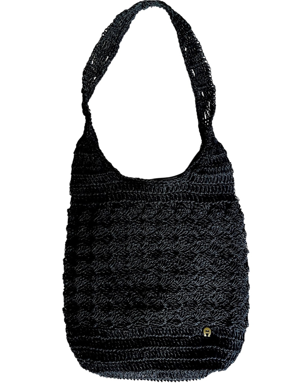 Etienne Aigner Black Woven Shoulder Bag 90’s Vintage